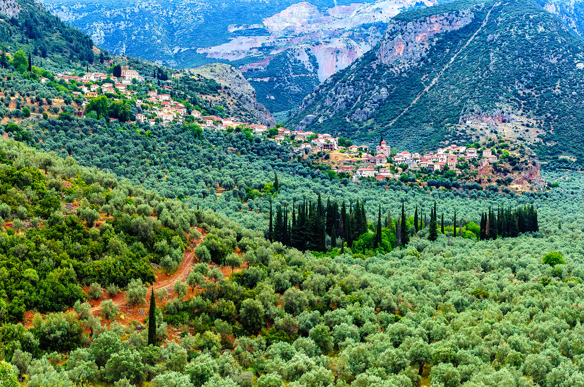 Panoramic view of Amfissa, Greece