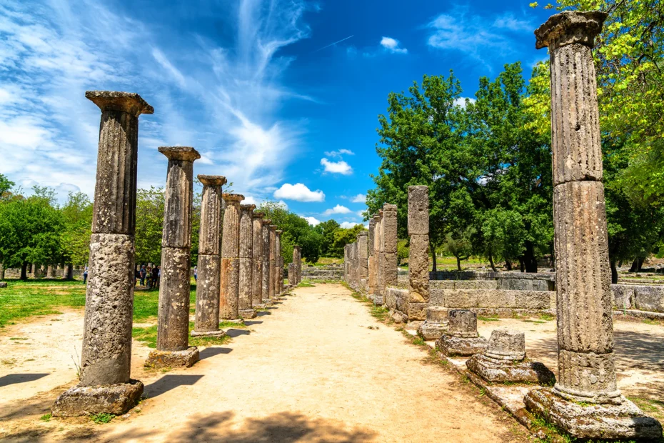 Stone ruins and foundations of Ancient Olympia, Peloponnese