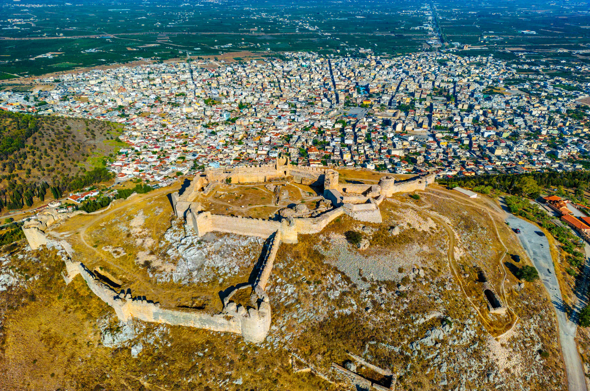 Argos Castle ruins on a hill in Greece