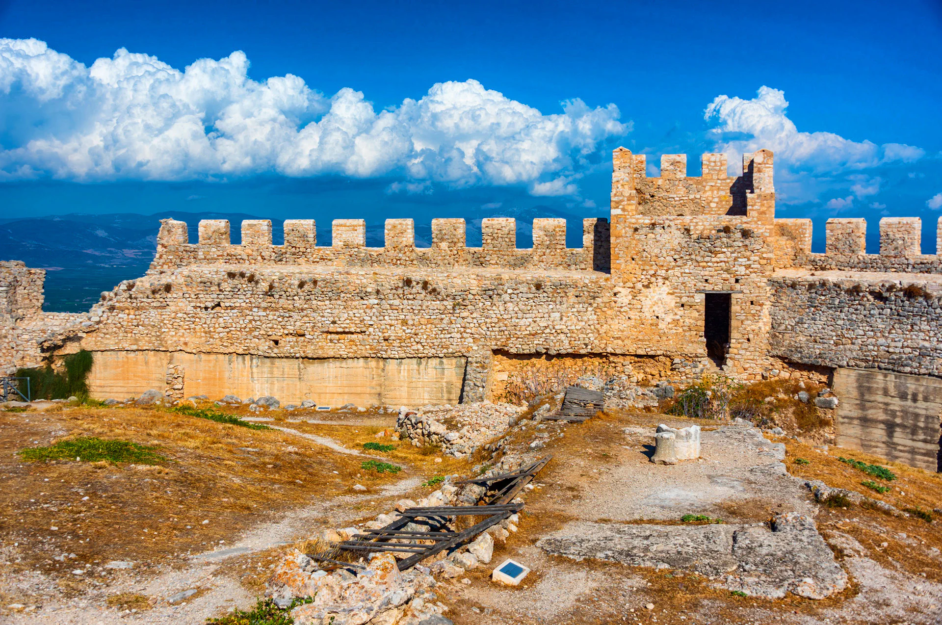 Medieval stone walls of Argos Castle fortress