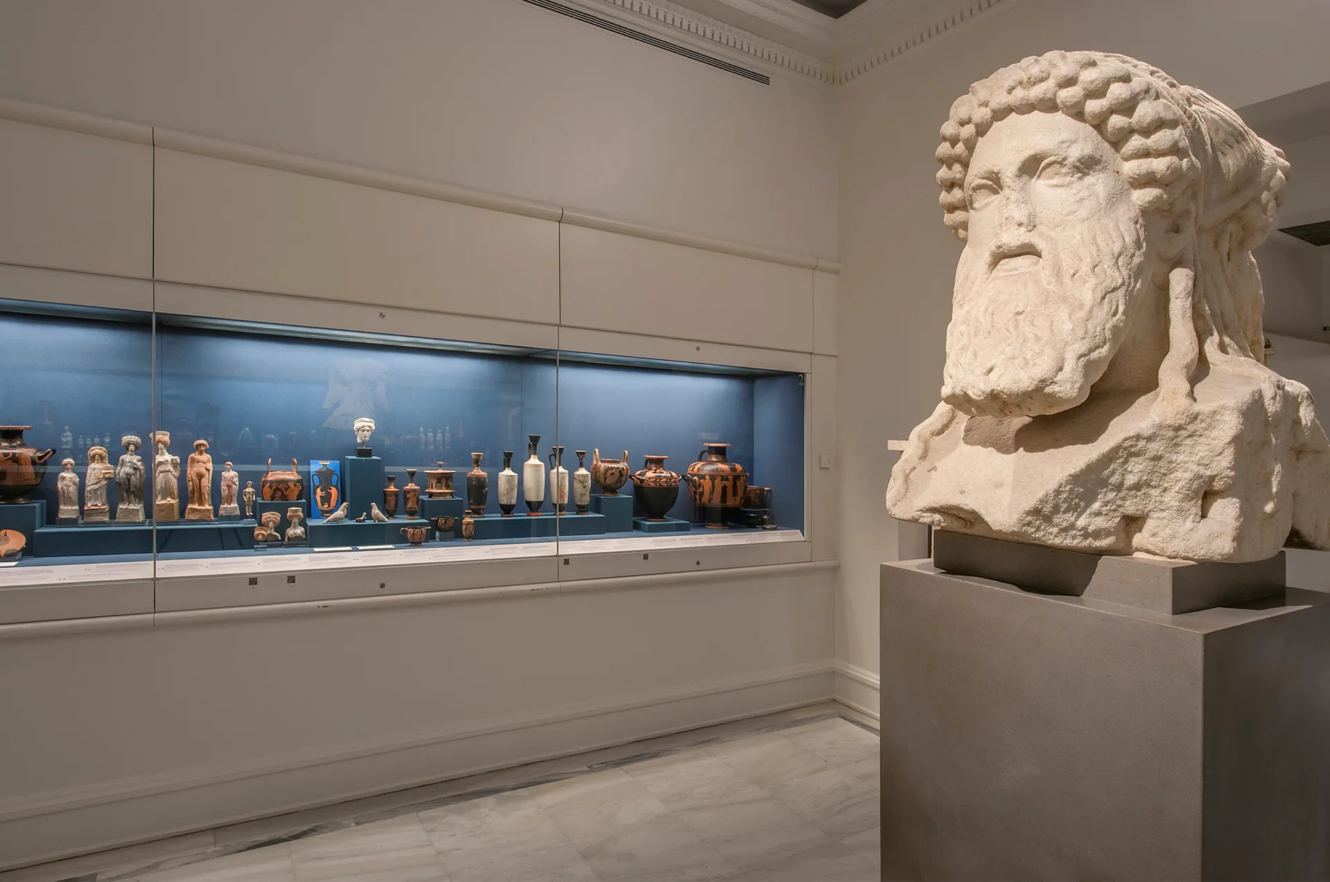 Ancient Greek pottery showcased at Benaki Museum.