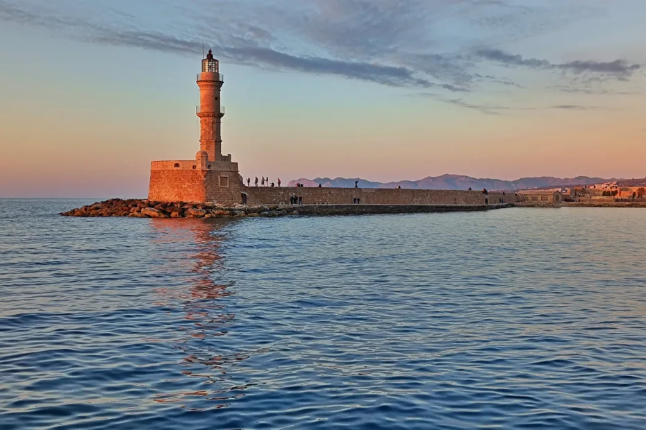 The Venetian lighthouse at Chania Port, Crete.