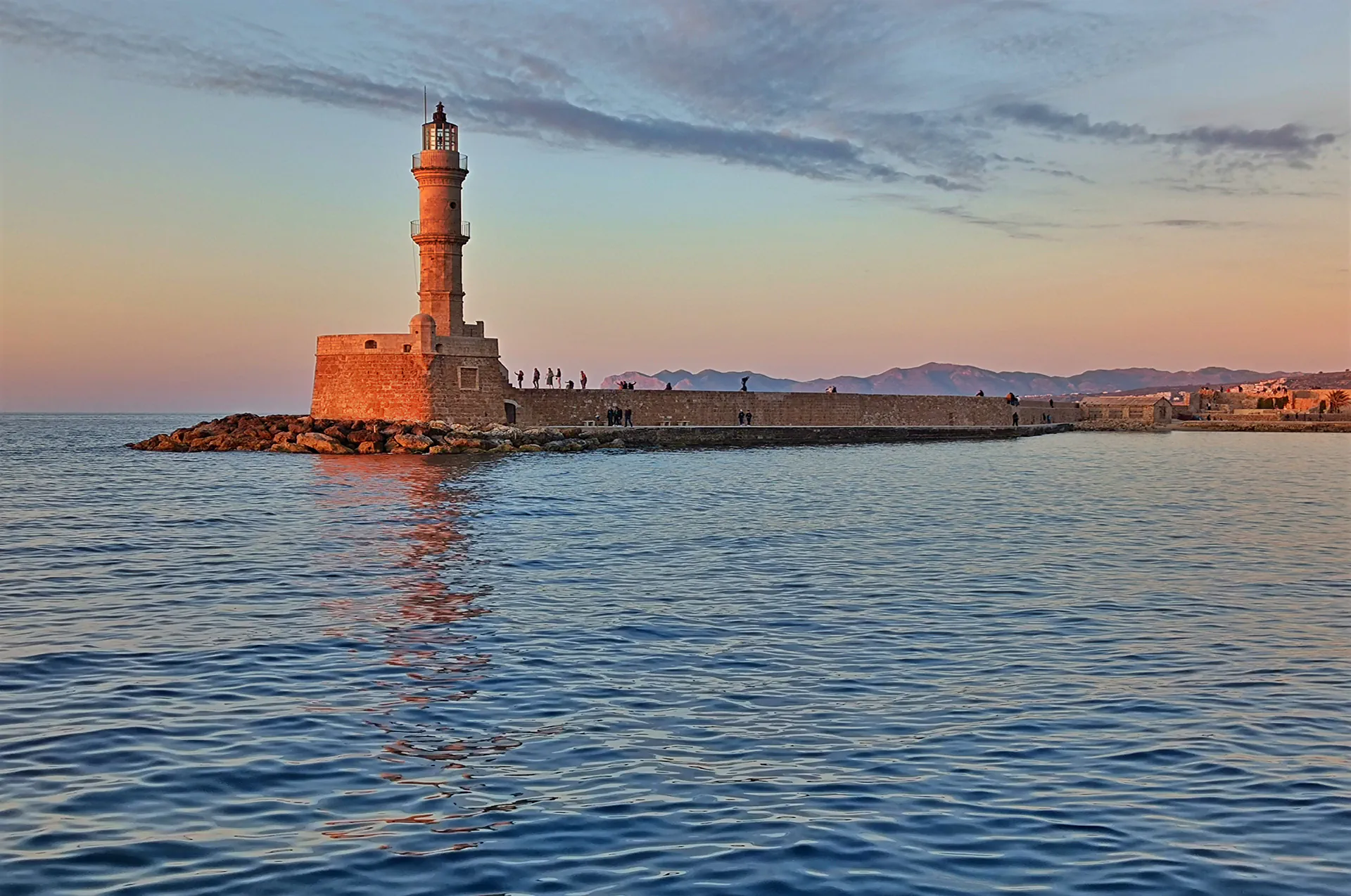 The Venetian lighthouse at Chania Port, Crete.