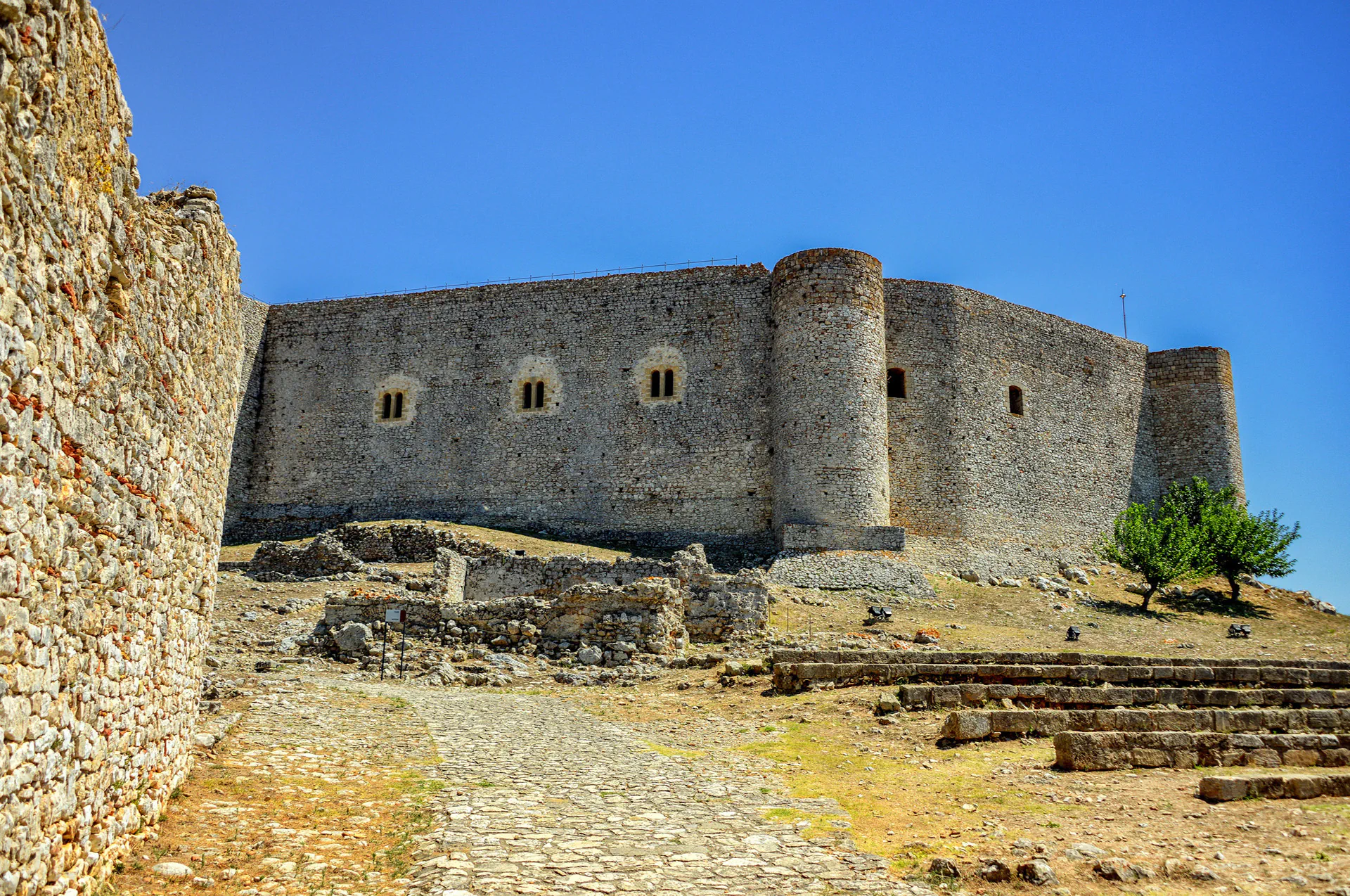 Stone fortifications and towers of Chlemoutsi Castle