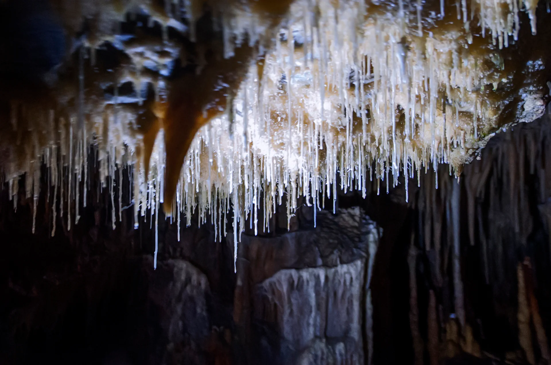Close-up of cave formations in Diros.