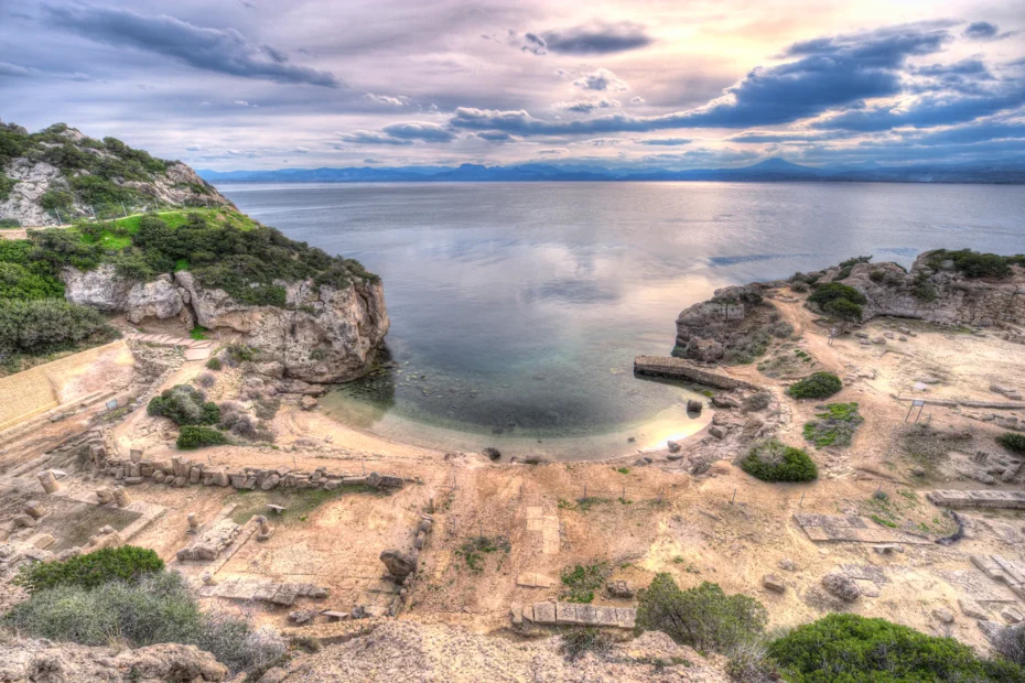 Ruins of the Temple of Hera at the Heraion of Perachora.