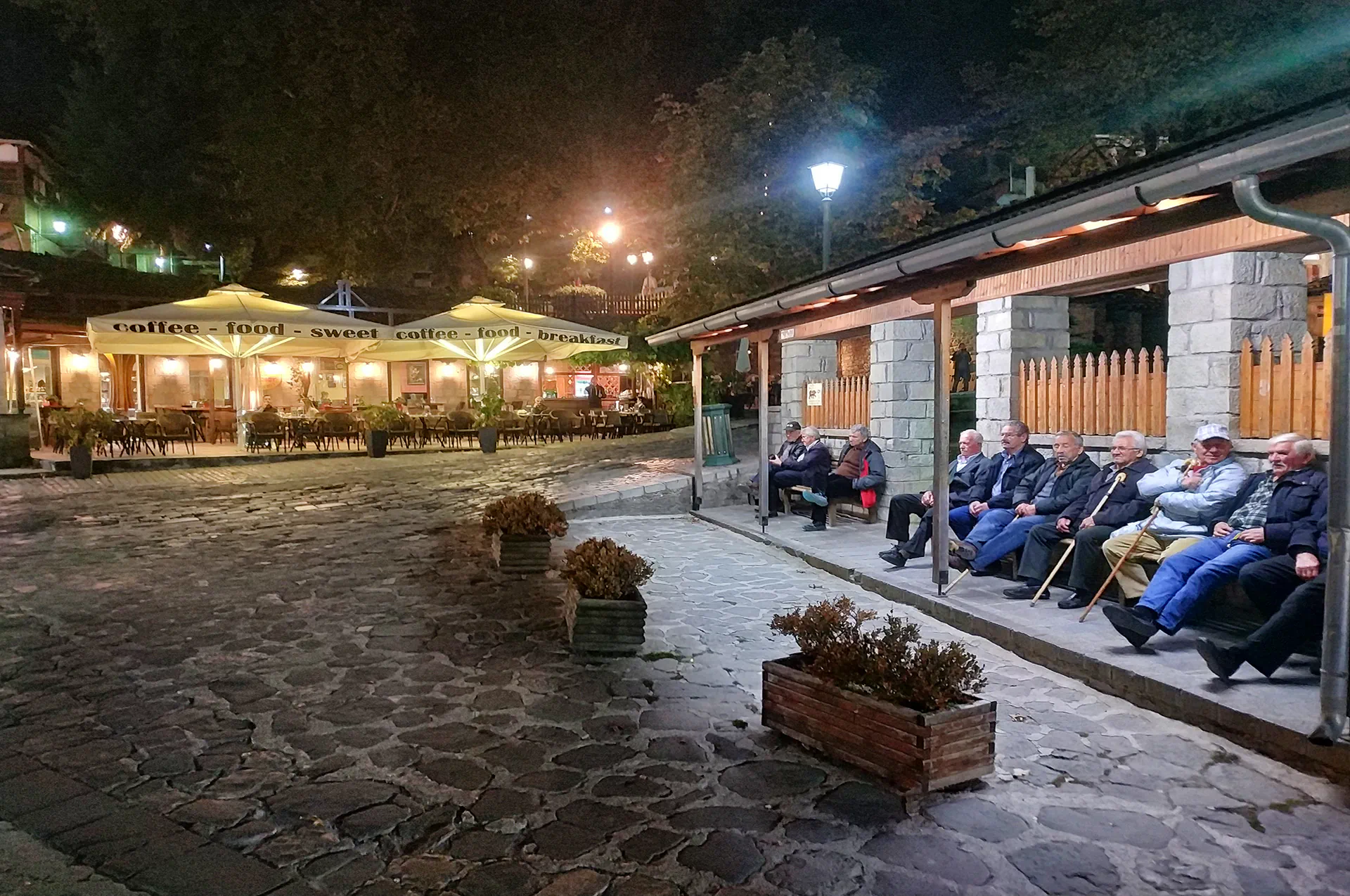 Locals relaxing in Metsovo’s main square.