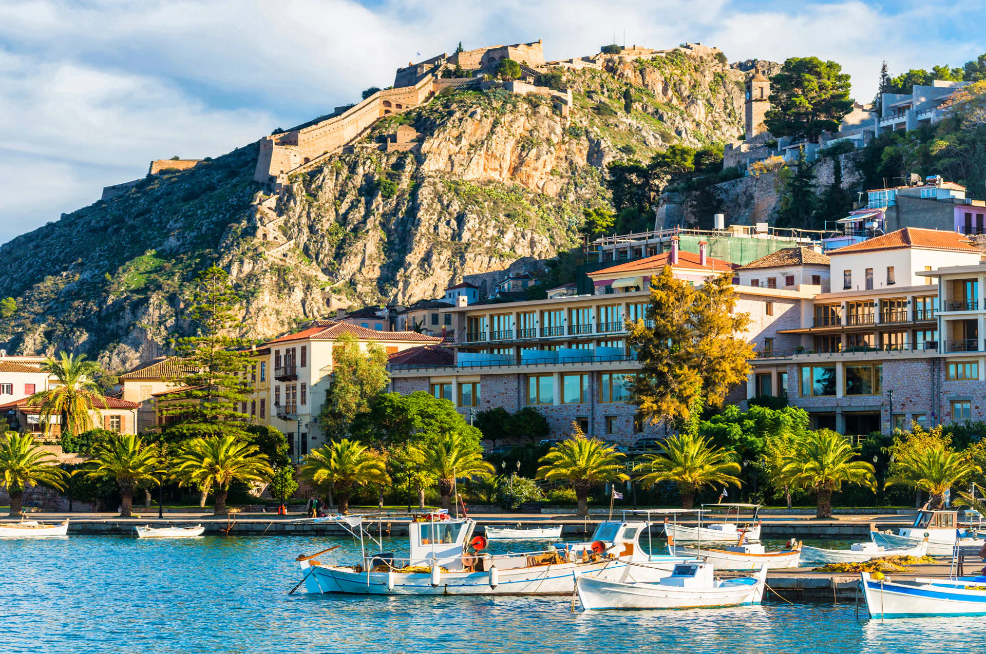 Panoramic view of Palamidi Fortress overlooking Nafplion