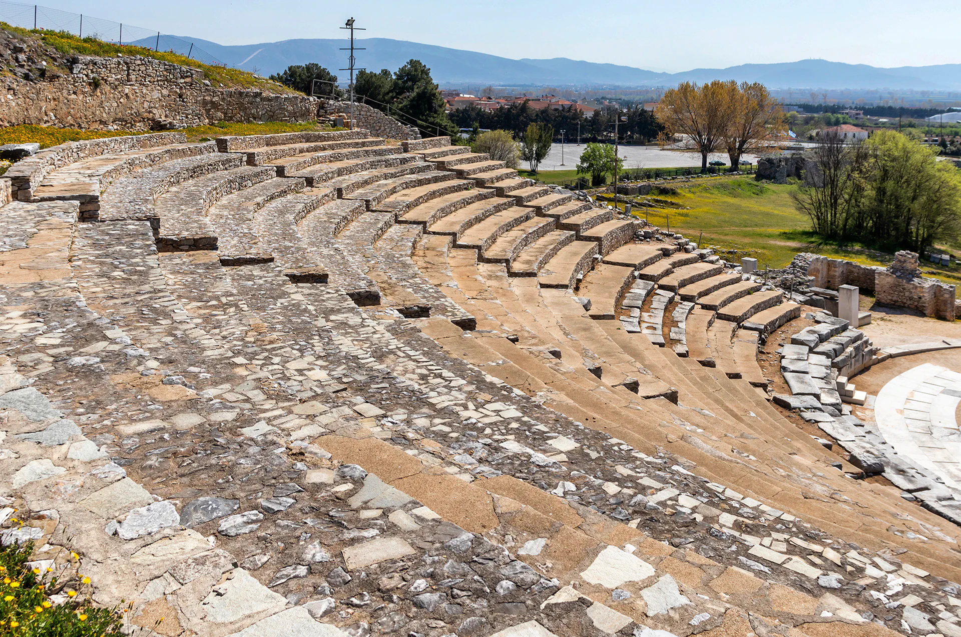 Stone seating and stage area of the Ancient Theatre of Philippi