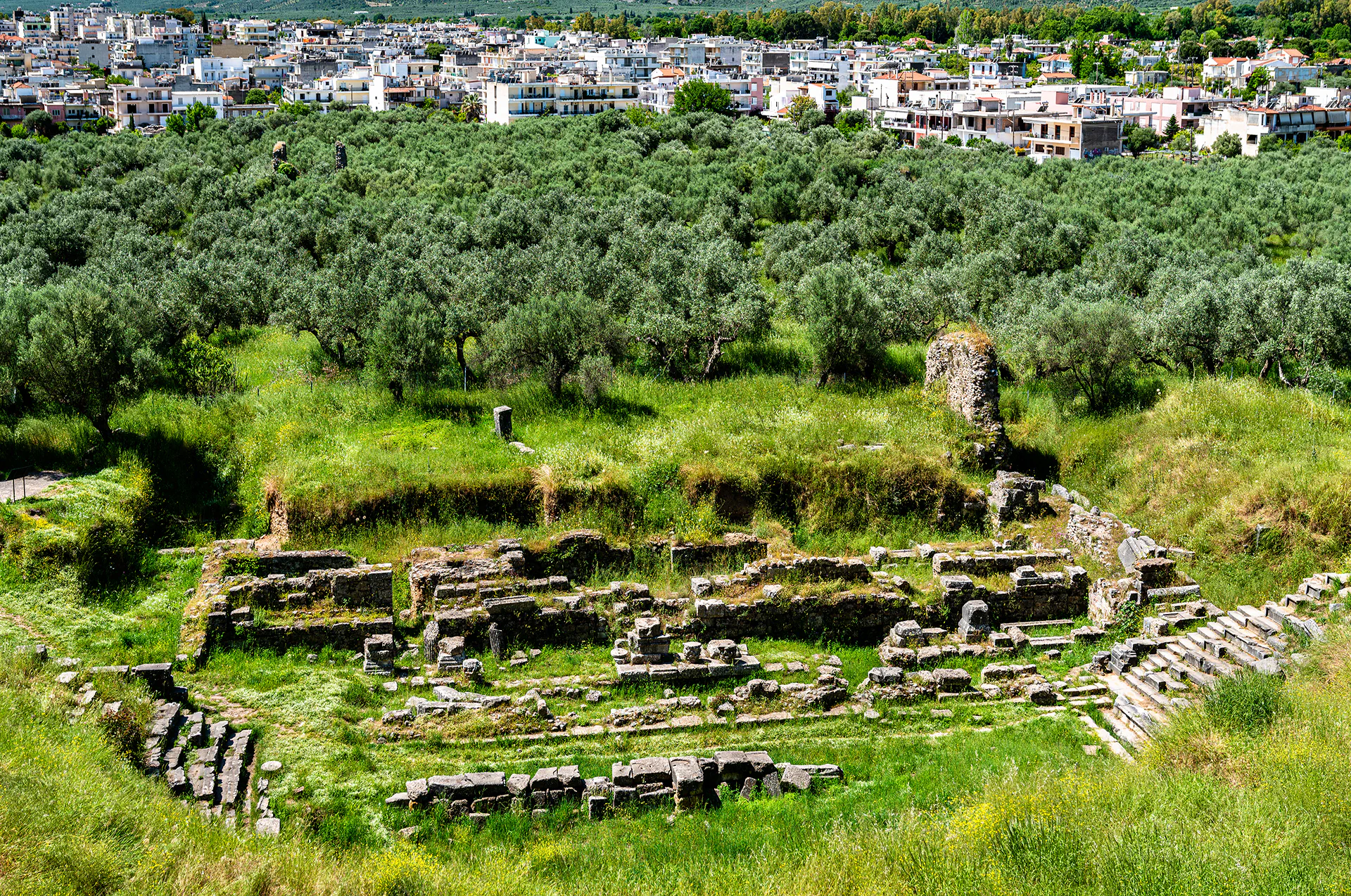 Archaeological remains of ancient Sparta near modern Sparti