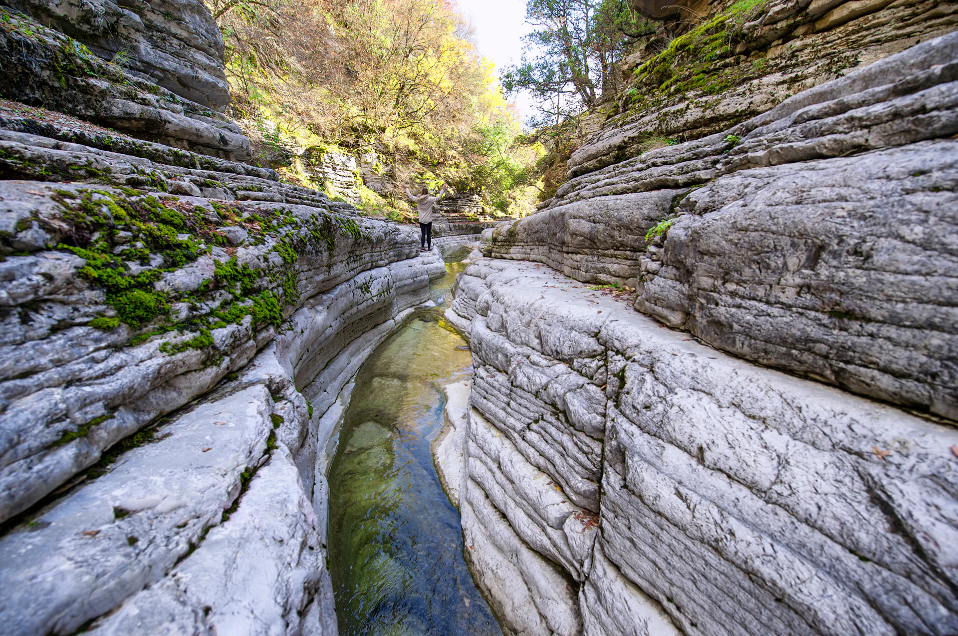 Flowing river with cascading waterfalls tucked away in the Zagori mountains.